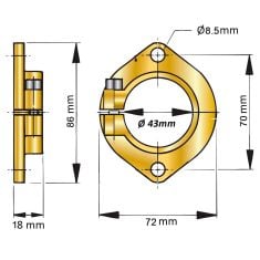 Monteringsfläns för hylsrör till 25 mm axel