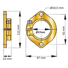 Extra monteringsfläns för hylsrör till 35 mm axel