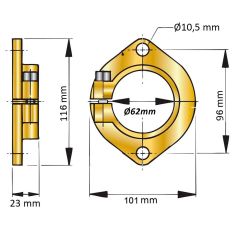 Extra monteringsfläns för hylsrör till 40 mm axel