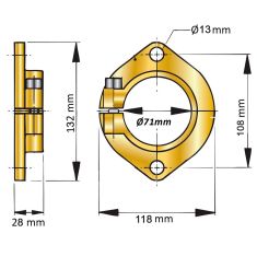 Extra monteringsfläns för hylsrör till 45 mm axel