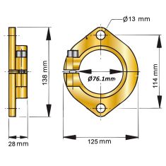 Extra monteringsfläns för hylsrör till 50 mm axel