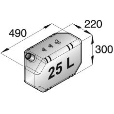 25 liter Dieseltank, Inkl. anslutningar, för 8 mm bränsleslang