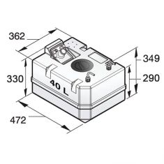 40 liter Dieseltank, Inkl. anslutningar, för 8 mm bränsleslang