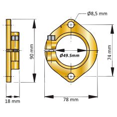 Monteringsfläns för hylsrör till 30 mm axel