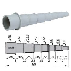 Slangadapter, för slangar med Ø13, 16, 19, 22, 25, 28, 32 & 38 mm