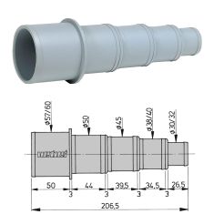 Slangadapter, för slangar med Ø30, 32, 38, 40, 45, 50, 57, 60mm