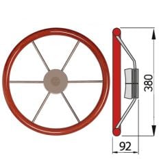 Skeppsratt med mahognyring, typ KW - Ø38 cm