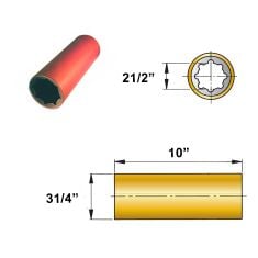 ØA 21/2" x ØB 31/4" x C 10" fenol resin