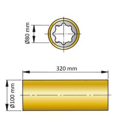 ØA 80 mm x ØB 100 mm x C 320 mm - brass