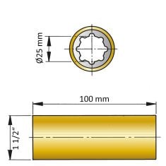 ØA 25mm x ØB 1 1/2" x C 100 mm - fenol resin