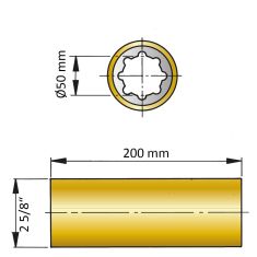 ØA 50mm x ØB 2 5/8" x C 8" - brass