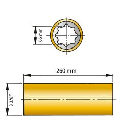 ØA 65 mm x ØB3 3/8" x C 260 mm - brass