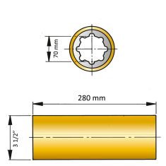 ØA 70 mm x ØB4" x C 300 mm - brass