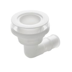 Delrin (plast) bordsgenomföring 90° med försänkt fläns för slang Ø 28 mm (11/8&#34;)