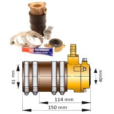 Vattensmort innerlager i brons med dubbla tätningar, för 40 mm axel