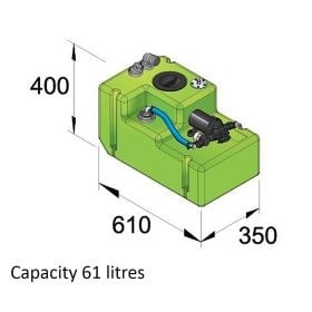 Dricksvattentank 42 liter inkl. 24 Volts pump samt anslutningar, komplett