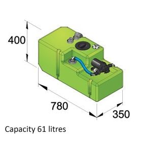 Dricksvattentank 61 liter inkl. 24 Volts pump samt anslutningar, komplett