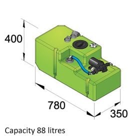 Dricksvattentank 88 liter inkl. 12 Volts pump samt anslutningar, komplett