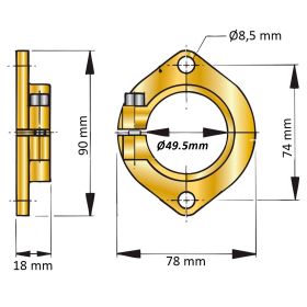 Monteringsfläns för hylsrör till 30 mm axel