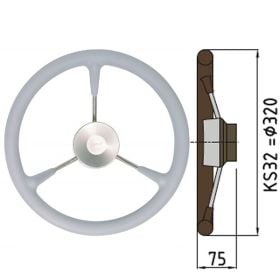 Ratt belagd med PU-skum typ KS - Ø32 cm - Grå